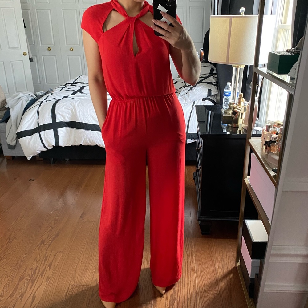 BCBG red jumpsuit